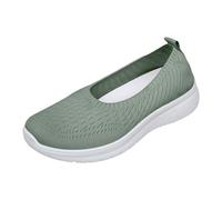 Xbemkste Summer Shoes Women's Walking Shoes Lightweight Wide Mesh Breathable Leisure Running Shoes Comfortable Outdoor Summer Shoes Trainers Women's Shoes for Wide Feet, Green, 5 UK