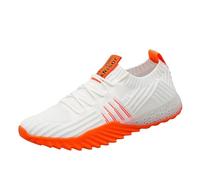 Xbemkste Trainers Men's Casual Comfortable Lightweight Loafers for Women, Slip-On Trainers, Flat Hiking Shoes Men, orange, 9 UK