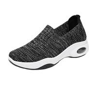Xbemkste Trainers Women's Casual, Comfortable, Lightweight Loafers for Women, Slip-On Trainers, Flat Hiking Shoes, Health Shoes with Footbed, gray, 4 UK