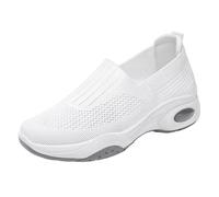 Xbemkste Trainers Women's Casual, Comfortable, Lightweight Loafers for Women, Slip-On Trainers, Flat Hiking Shoes, Health Shoes with Footbed, White, 3.5 UK