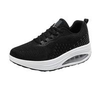 Xbemkste Trainers Women's Fly Mesh Swing Shoes Square Dancing Shoes Sports Leisure Shoes Mum Fitness Shoes Running Shoes Breathable Shoes, black, 7 UK