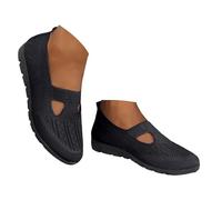 Xbemkste Women's Ballet Flats Flat Shoes Dress Shoes Elegant Summer Shoes Classic Round Cap Knitted Ballet Flats Slip On Walking Shoes Lightweight Breathable Casual Shoes, black, 4.5 UK