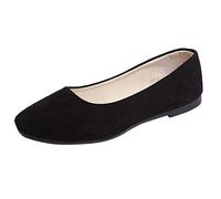 Xbemkste Women's Classic Ballet Flats Comfortable Soft Sole Slip-On Walking Shoes Elegant Round Cap Work Shoes Lightweight Summer Shoes Flat Casual Shoes for Office, Everyday Use, black, 4.5 UK