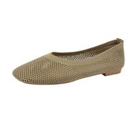 Xbemkste Women's Elegant Slip On Ballet Flats, Comfortable Ballet Flats, Cute Ballet Shoes, Wearable, Low Wedge Heel Women's Shoes, Lightweight Breathable, khaki, 7 UK