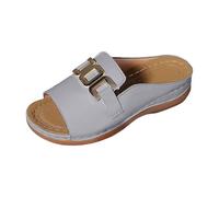 Xbemkste Women's Sandals, One Word Slanted with Thick Bottom, Comfortable Hundred Beach Sandals, Lightweight Summer Sandals, gray, 8.5 UK