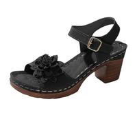 Xbemkste Women's Sandals with Heel, Elegant and Comfortable High Heels with Adjustable Straps, Sandals, Summer Shoes, Classic Block Heel Sandals, T1 Black, 7 UK