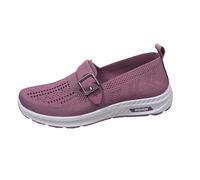 Xbemkste Women's Shoes Fashionable Hollow Simple Plain Comfortable Lightweight Flat Slip On Casual Shoes Breathable Work Shoes Nurse, purple, 5 UK