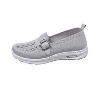 Xbemkste Women's Shoes Fashionable Hollow Simple Plain Comfortable Lightweight Flat Slip On Casual Shoes Breathable Work Shoes Nurse, gray, 7 UK