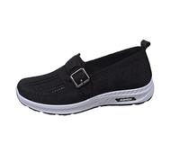 Xbemkste Women's Shoes Fashionable Hollow Simple Plain Comfortable Lightweight Flat Slip On Casual Shoes Breathable Work Shoes Nurse, black, 7 UK