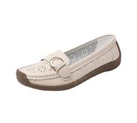 Xbemkste Women's Shoes Versatile Loafers, Casual Flat Shoes, Soft Soles Mother Shoes, Comfortable Large Toe Shoes, Chic Shoes Women, beige, 9 UK
