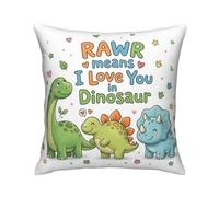 XBFCDN Cute Dinosaur Throw Pillow Cover, 18x18 Inch Double-Sided Soft Plush Decorative Cushion Case for Kids Nursery, Boys Bedroom, Playroom, and Sofa