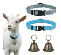 XBFOCNH Pack of 2 Goat Collars Adjustable 30-45 cm, Durable Nylon Collar Set for Sheep, Lambs and Calves, Width 2.0 cm, Marking Collar for Small Livestock, Sky Blue & Grey