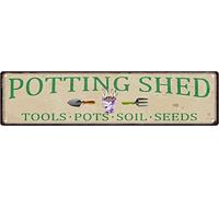 XBGJMY Potting Shed Metal Tin Sign Garden Flowers Funny Vintage Slim Street Tin Signs 16 x 4 Inch Wall Art Decor Iron Poster for Home Farmhouse Bar Cafe Garage Rusitc Indoor Outdoor Gifts