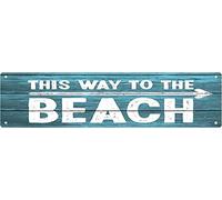 XBGJMY This Way to The Beach Metal Tin Sign Funny Vintage Slim Street Tin Signs 16 x 4 Inch Wall Art Decor Iron Poster for Home Farmhouse Bar Cafe Garage Yard Patio Rusitc Indoor Outdoor Gifts