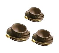 XBGLFZS Miniature Tea Set Alloy Cup and Saucer, Brown brown | Metal Construction Pretend Play, French Dollhouses Miniature Tea Set for Elegant Scene Decoration