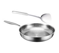 XBGLFZS Professional Metal Skillets Frying Pan and Spatula Set, 30cm | Hammered Cooking Frying Pan, All Stovetop Use, Ergonomic Handle Design, Easy Cleaning Cookware