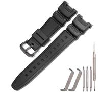 XBHSW Resin Strap Compatible with Casio SGW100 SGW-100 Mens Sports Waterproof Rubber Watch Band Replacement Bracelet(Black black buckle)