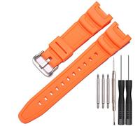 XBHSW Resin Strap Compatible with Casio SGW100 SGW-100 Mens Sports Waterproof Rubber Watch Band Replacement Bracelet(Orange silver buckle)