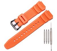 XBHSW Resin watch strap Compatible with Casio AE1200WH AE-1300WH F108WH W218H W-219H W-800H Men's Waterproof Rubber Band Replacement Bracelet (Orange Black buckle)