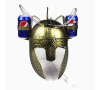 Xbibber Sparta Drinking Helmet Beer Hat Cola Soda Holder with Straw Roman Soldiers Dress Up Party (gold)