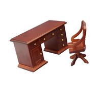 xbiez 1:12 Miniature Collectible Wooden Writing Desk And Chair Set Vintage Study Decor For Dollhouses Accessories Wooden Dollhouses Office Set