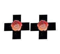 xbiez 1/2PCS Punk Hair Clip for Various Age Crossed Rose Flower Hairpin Anime Barrettes Hair Decors Theme Party Props Side Pin