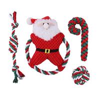 xbiez 1 Set Indestructible Cute Tug of War Plush Christmas Dog Toy Chew Toys Puppies Gift for Pet Interactive Toys Interesting