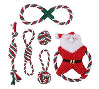 xbiez 1 Set Indestructible Cute Tug of War Plush Christmas Dog Toy Chew Toys Puppies Gift for Pet Interactive Toys Interesting