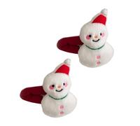 xbiez 1Pair Christmas Theme Hair Clip Lovely Plush Hair Barrettes Side Clip Hair Pin for Holiday Formal Party and School Event