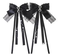 xbiez 1Pair Ribbon Bows Hair Barrettes Unique Solid Colors Fashion Hairpieces Elegant Accessories For Females
