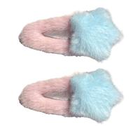 xbiez 1pair Sweet Hair Clip Star Shape Snap Hairpin Plush Hair Clip for Ponytail Bangs Hairpins for Teenagers Children