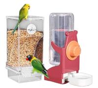 xbiez 2PCS Bird Feeder And Waterer Set Treat Container AntiWaste Tray ABS Cage Accessories For Small Birds Parrot Feeding Supplies Set