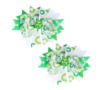 xbiez 2pcs Children's Irish Themed Bows Hair Clip Party Headwear Holiday Hairpiece Decors for Irish Festival and Parties