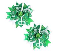 xbiez 2pcs Children's Irish Themed Bows Hair Clip Party Headwear Holiday Hairpiece Decors for Irish Festival and Parties