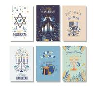 xbiez 30Pcs Menorah Bird Print Hanukkah Greeting Cards with Envelopes Happy Hanukkah Greeting Note Cards for Chanukah Holiday