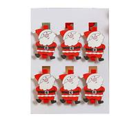 xbiez 6pcs Santa Heart Shape Wood Clip Set Christmas Ornament Fashionable Detail for Holiday Fun Enhancement