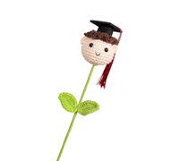 xbiez Artificial Flower Hand Crochet Graduation Hat Boy/Girl/Dog Figurine Decoration For Event Teacher Appreciation Gift Unique Graduation Present