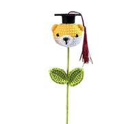 xbiez Artificial Flower Hand Crochet Graduation Hat Boy/Girl/Dog Figurine Decoration For Event Teacher Appreciation Gift Unique Graduation Present