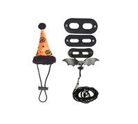 xbiez Bearded Dragon Harness and Leash Halloween Hat Set Adjustable 3 Sizes Leash with Wing for Small Animals