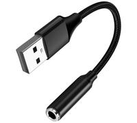xbiez Braided USB Auditory Adapter Cable 3.5mm Connectors for PC Laptop Tablet Enhances Noise Reductions Output USB to Headphone Adapter