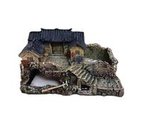 xbiez Chinese Aquariums Decorations Realistic Landscaping Resin Antique Architecture for Shrimp and Fish Shelter Cave House