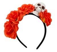 xbiez Contemporary Skull Headwear With Artificial Flower Costumes Halloween Cosplay Hair Ornament For Women Girls Horror Themed Head Decoration