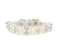 xbiez Dog Wedding Collar Ultra-flashing Pearls Crystal Collar Adjustable Necklace Glistening Rhinestones Chain Jewelry