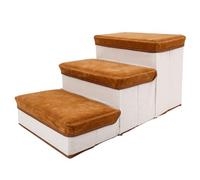 xbiez Easy Climbing Pet Stairs 3 Step Staircase for Small Dogs Cats Stable And Safe Dog Steps Pet Stair with Removable Cover