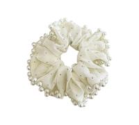xbiez Fashion Artificial Pearls Scrunchies for Formal Event Oversized Scrunchy Ponytail Holder Embroidery Hairband