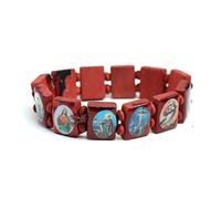 xbiez Fashion Wood Stretch Catholic Icon Bracelets Saint Jesus Cross Virgin Mary Religious Unisex Bracelet 3-color