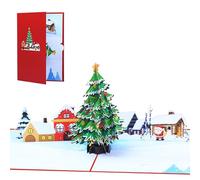 xbiez Festive Christmas Tree Card Popup Holiday Greeting Cards Built-in Space with Envelope Party Supplies