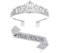 xbiez King Queen Sashes & Rhinestones Crowns for Women Men Birthday Celebration Crowns Birthday Party Wedding