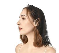 xbiez Lace Mass Veil Headscarf for Attendance Mantilla Veil Lace Head Covering Rose Flower Veil for Worship Service