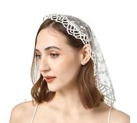 xbiez Lace Mass Veil Headscarf for Attendance Mantilla Veil Lace Head Covering Rose Flower Veil for Worship Service